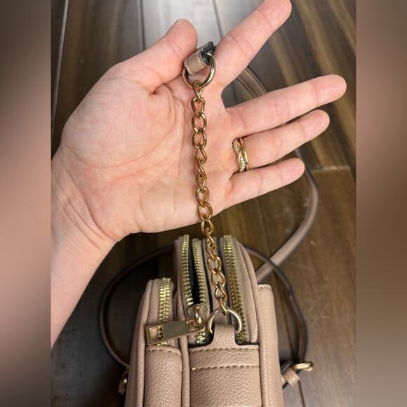 Adjustable Strap Chain Zipper Beige Crossbody Bag Purse Handbag - Picture 12 of 15